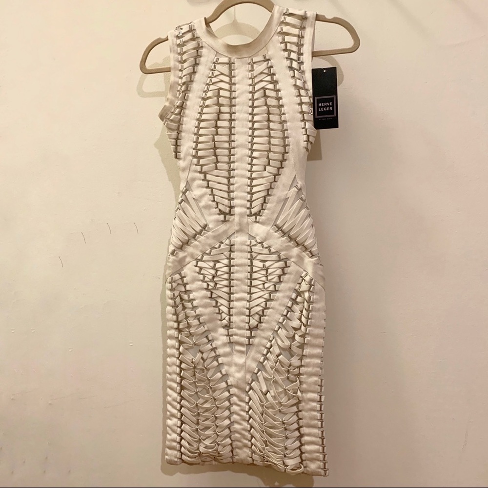 HERVE LEGER by MAX AZRIA Runway Woven Ribbon Dress - Picture 4 of 7